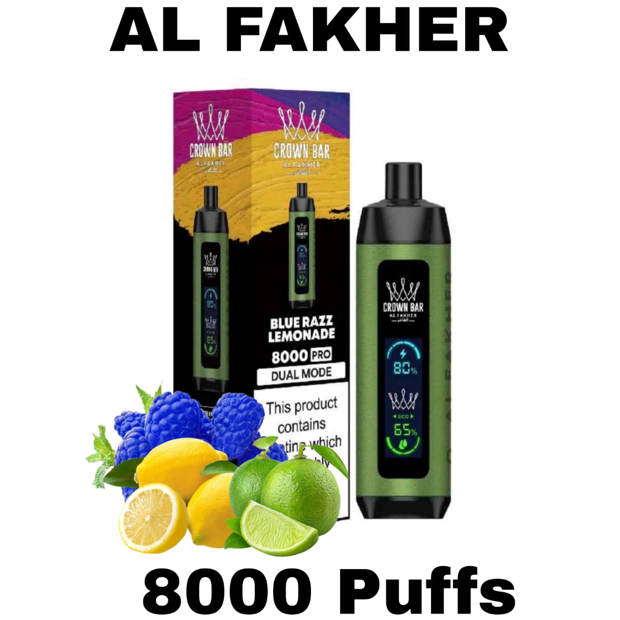 Al Fakher Pro Crown Bar 8000 Puffs Dtl Disposable Vape