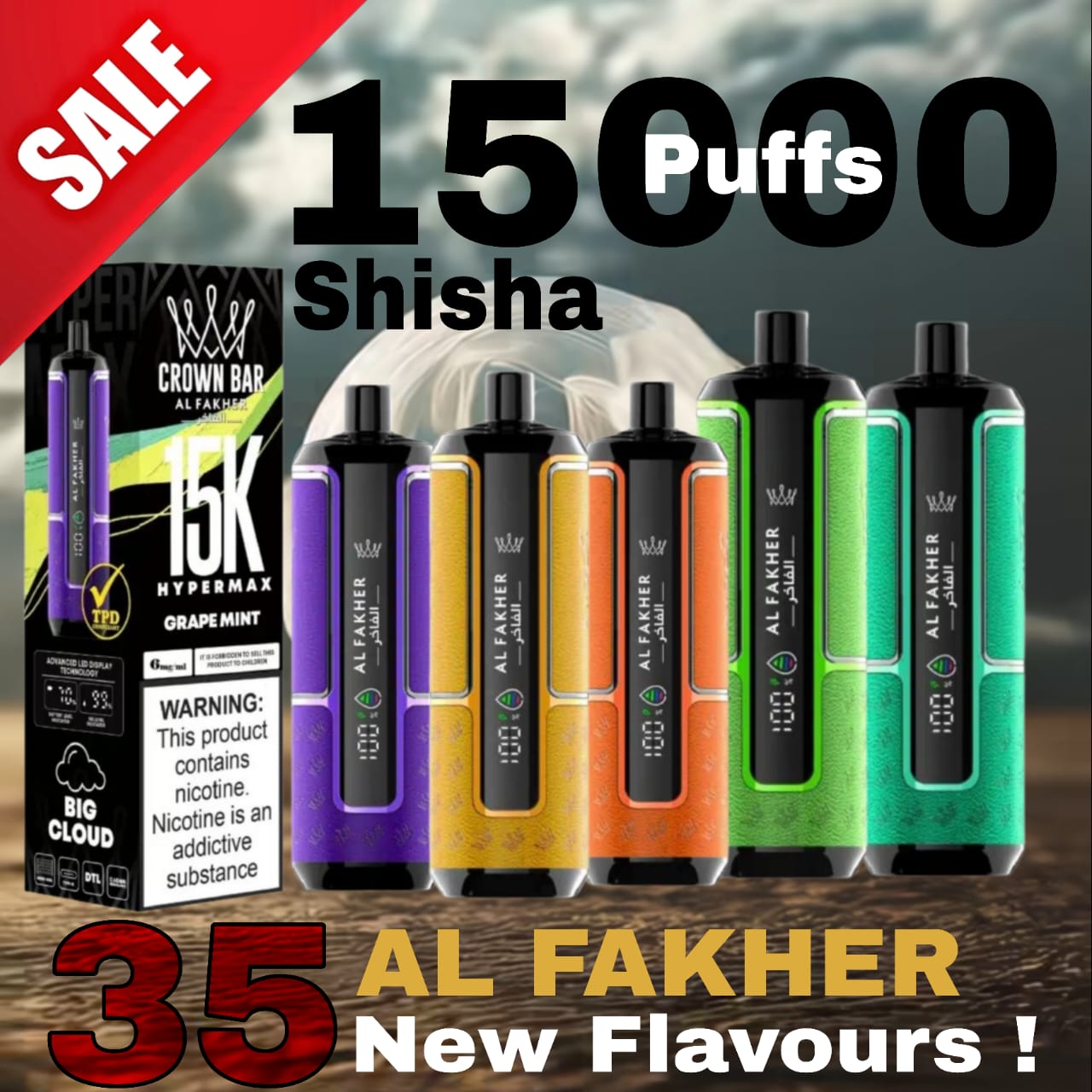Al Fakher Crown Bar Hypermax 15000 Puffs Disposable Vape