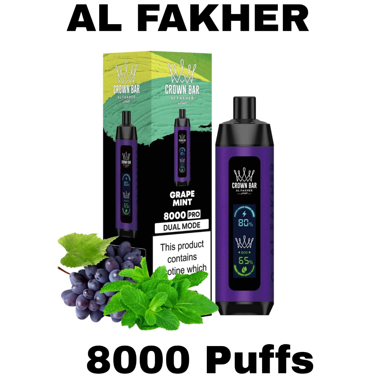 Al Fakher Pro Crown Bar 8000 Puffs Dtl Disposable Vape