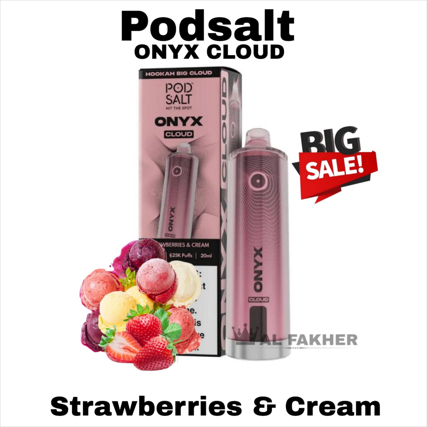 Pod Salt Onyx Cloud 25000 Puffs Strawberry & Cream in Dubai UAE
