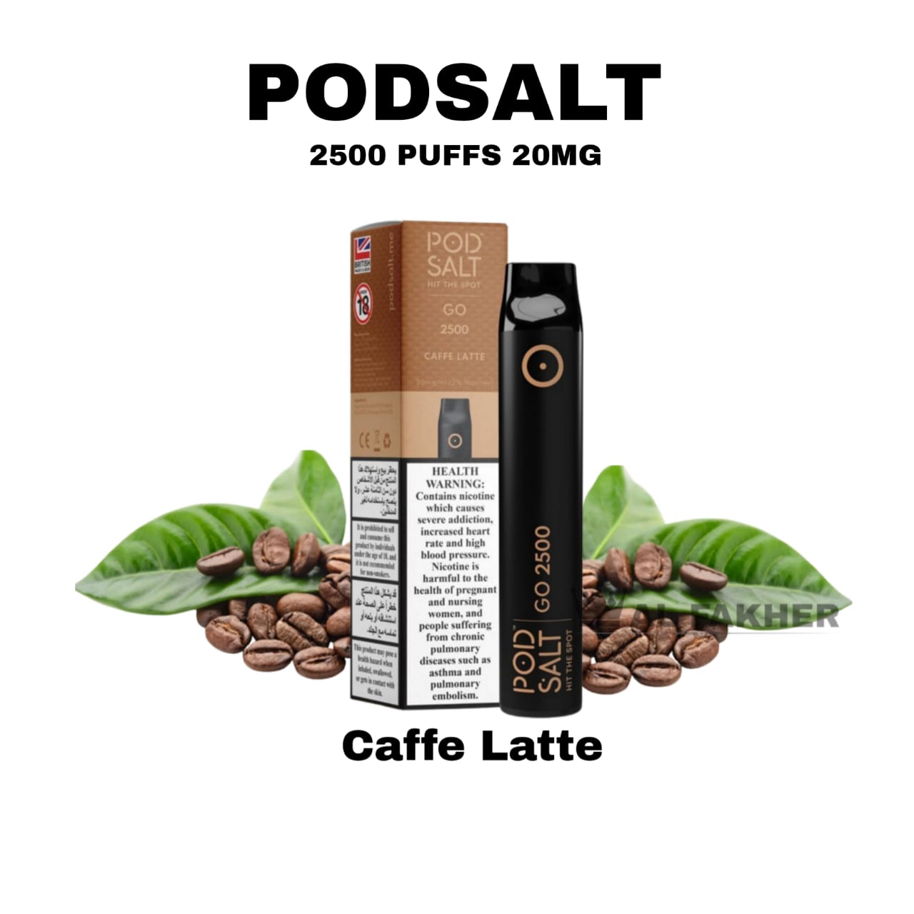 Pod Salt Go 2500 Puffs Caffe Latte Disposable Vape in Dubai UAE