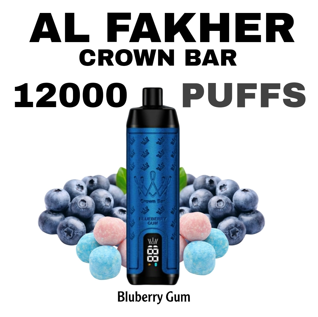 Al Fakher Crown Bar 12000 Puffs Puffs Blueberry Gum