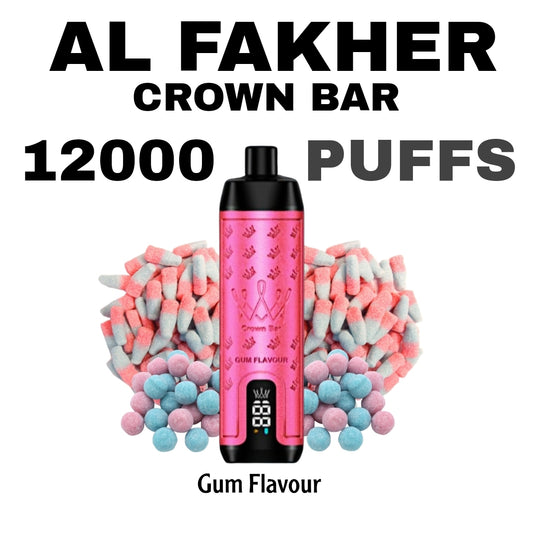 Al Fakher Crown Bar 12000 Puffs Gum  Flavours