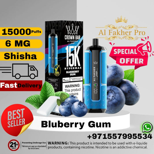 Al Fakher Crown Bar Blueberry Gum 15000 Puffs