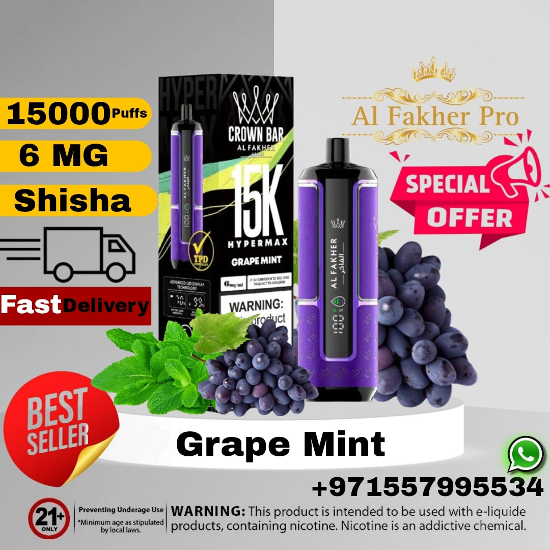 Al Fakher Crown Bar Grape Mint 15000 Puffs