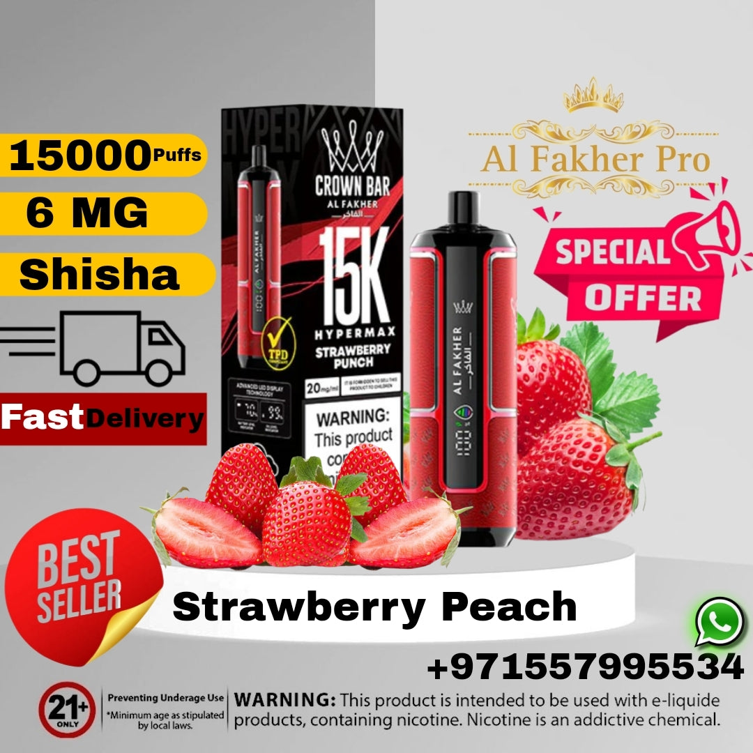 Al Fakher Crown Bar Strawberry Peach 15000 Puffs