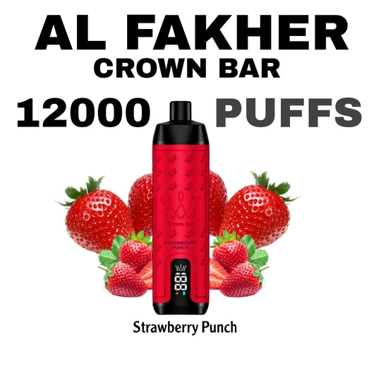 Al Fakher Crown Bar 12000 Puffs Strawberry Punch