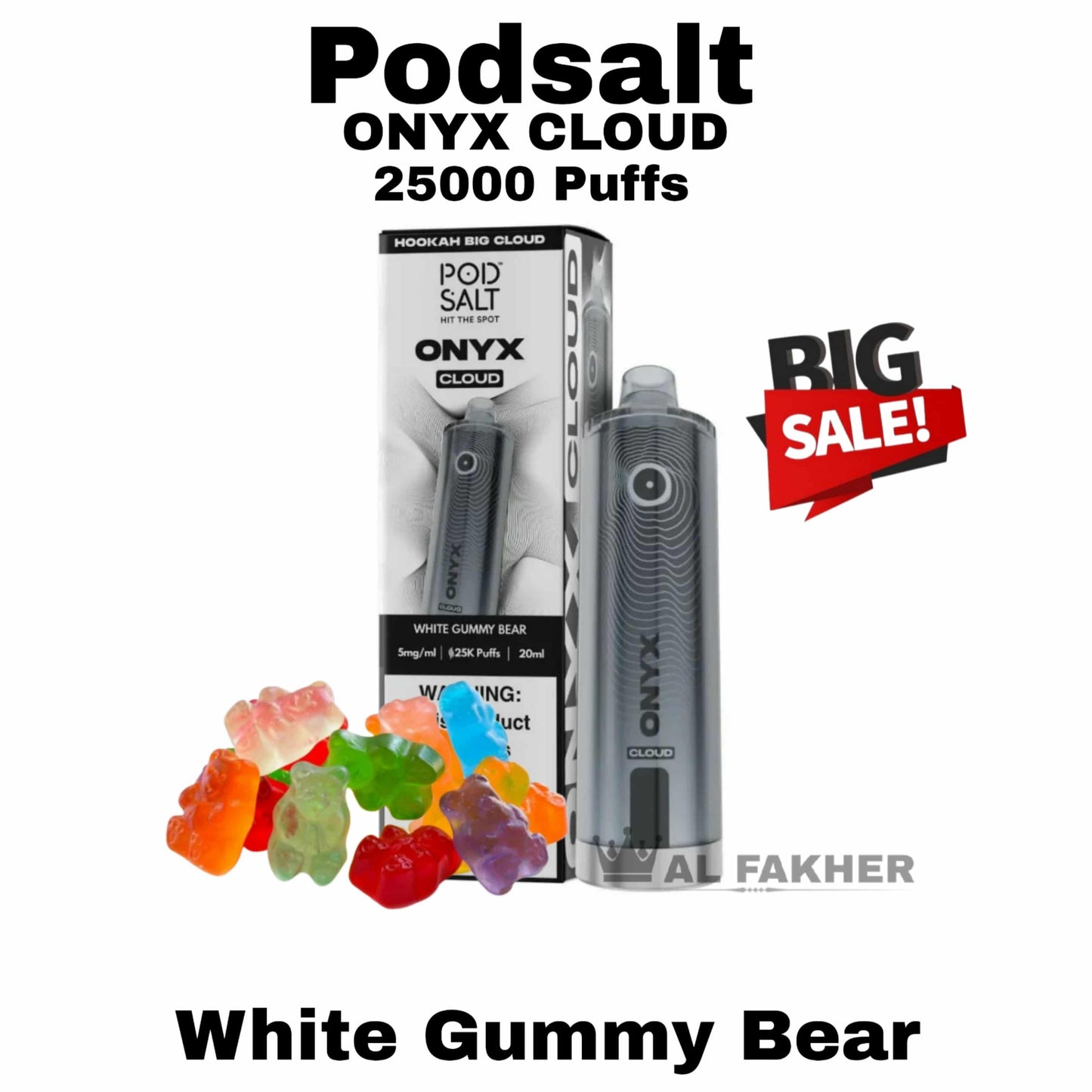Pod Salt Onyx Cloud 25000 Puffs White Gummy Bear in Dubai UAE