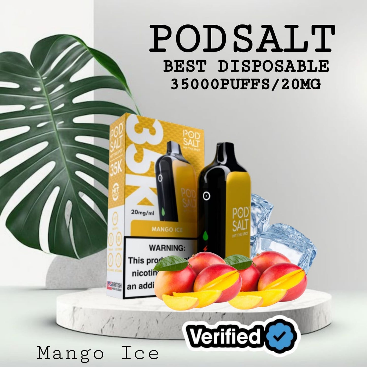 Podsalt 35000 Puffs Mango Ice Disposable Vape in Dubai UAE
