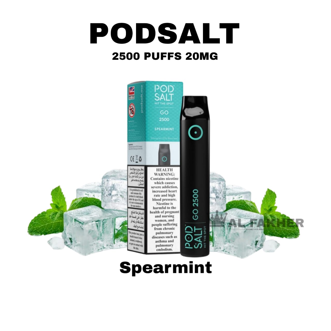 Pod Salt Go 2500 Puffs Spearmint  Disposable Vape in Dubai UAE