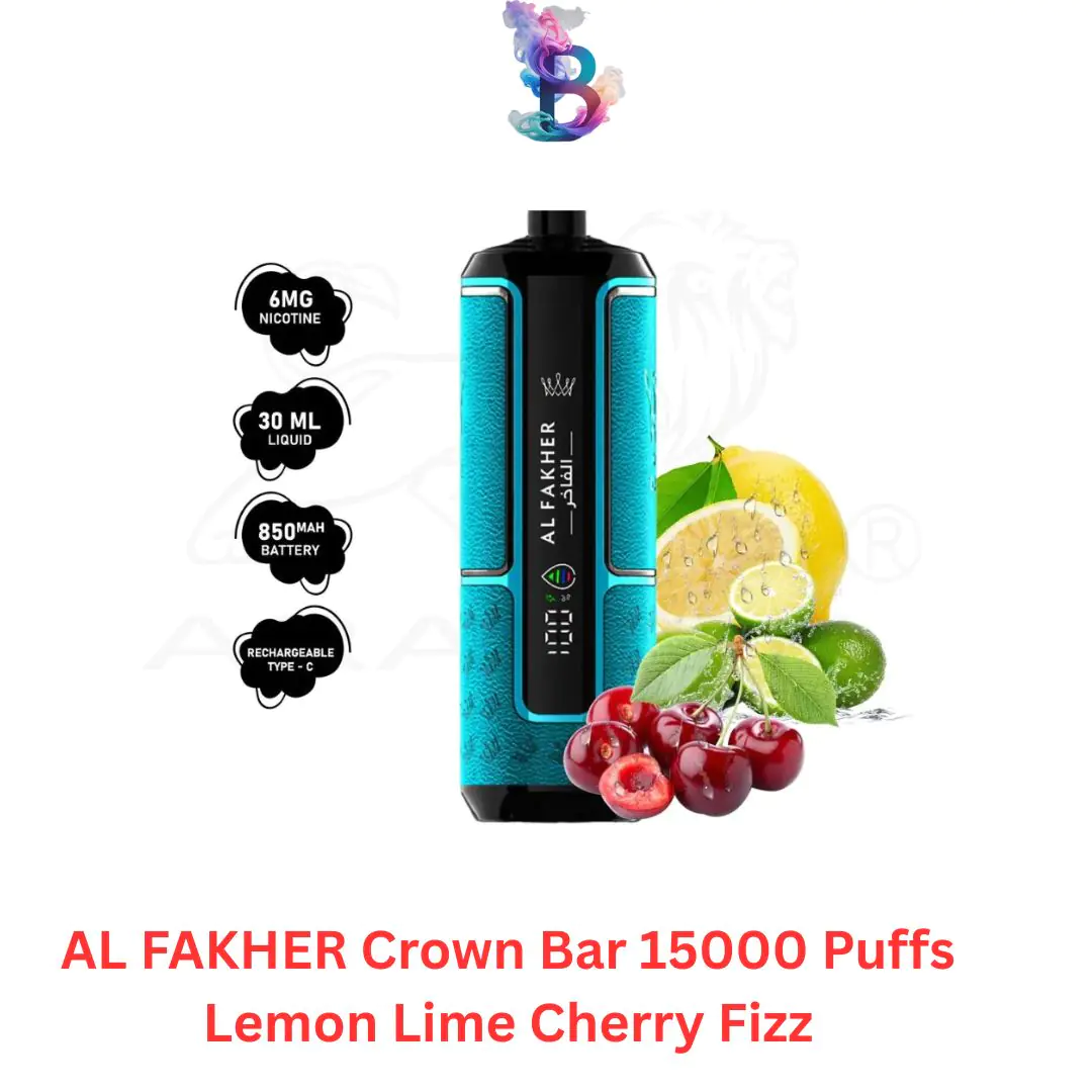 AL-FAKHER-Crown-Bar-15000-Puffs-Lemon-Lime-Cherry-Fizz-Dubai-UAE.jpg AL FAKHER Crown Bar 15000 Puffs Lemon Lime Cherry Fizz in Dubai UAE - Image 1