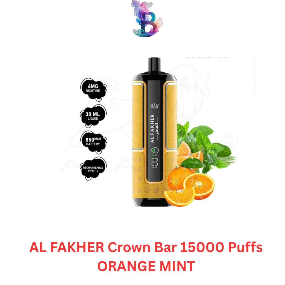 AL-FAKHER-Crown-Bar-15000-Puffs-ORANGE-MINT-Dubai-UAE.jpg AL FAKHER Crown Bar 15000 Puffs ORANGE MINT in Dubai UAE - Image 1