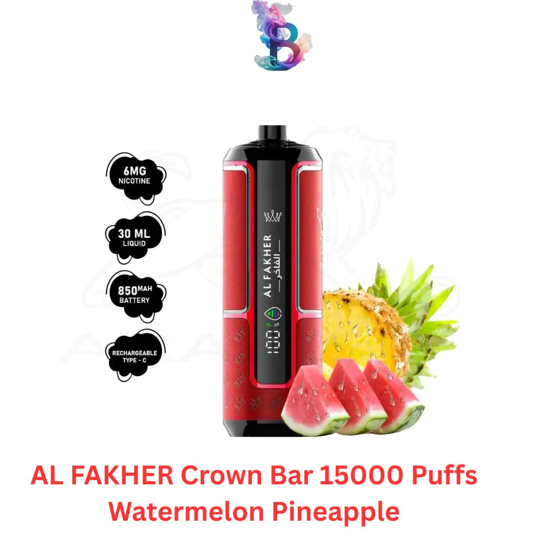 AL-FAKHER-Crown-Bar-15000-Puffs-Watermelon-Pineapple-Dubai-UAE.jpg AL FAKHER Crown Bar 15000 Puffs Watermelon Pineapple in Dubai UAE - Image 1