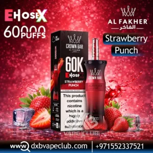 Al Fakher Crown Bar E Hose X 60000 Puffs Strawberry Punch